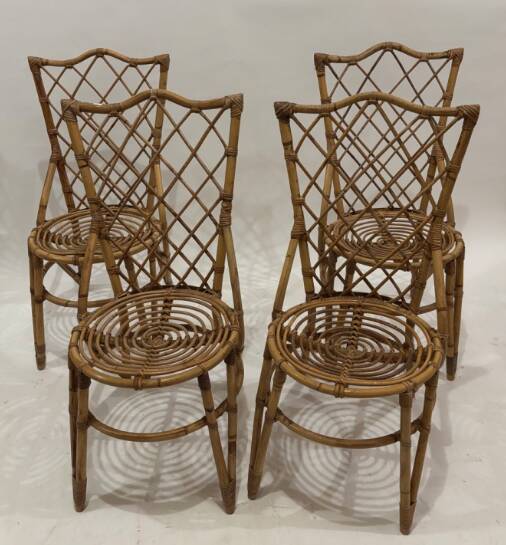 Set of 4 rattan chairs from the 60s