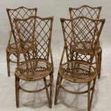 Set of 4 rattan chairs from the 60s