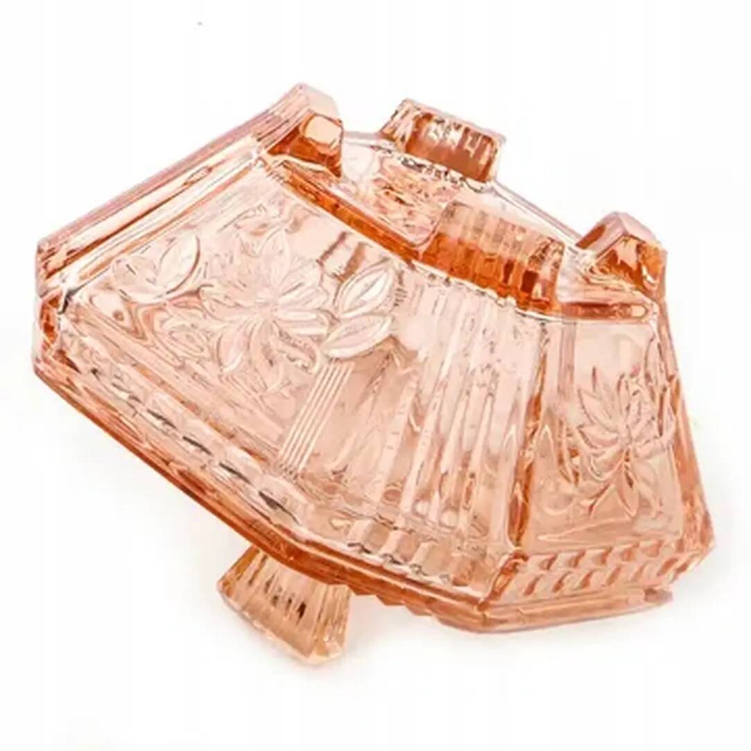 Art Deco bonbonniere, rose glass, Germany, 1960s