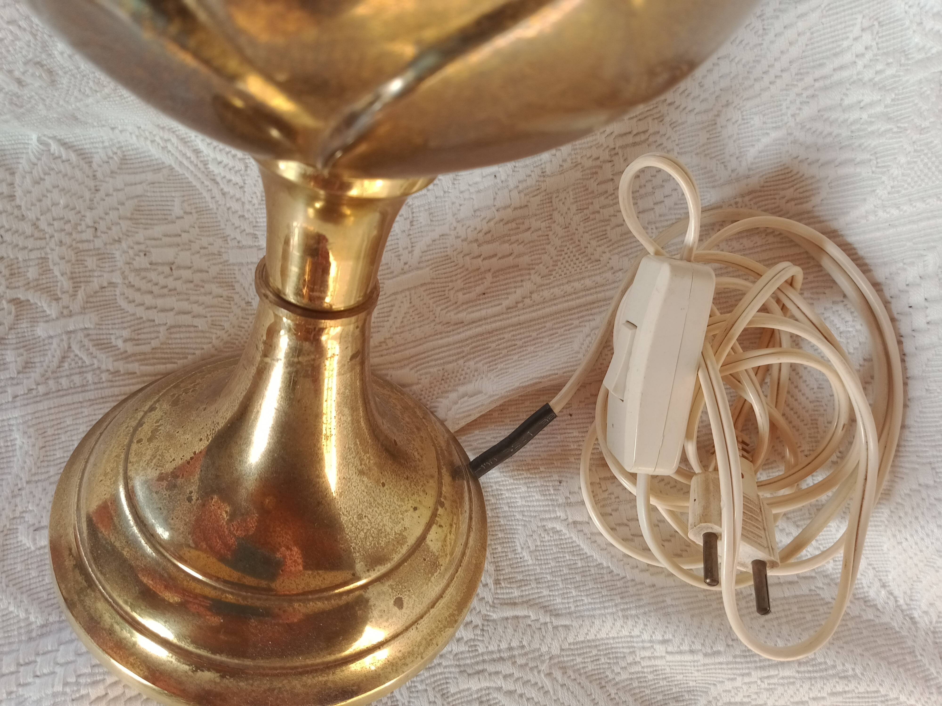 Kronenbourg - "K" hop flower lamp in filled brass and its lampshade