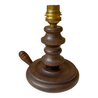 Pied de lampe bois tourné artisanat France vintage art déco minimaliste années 40/50