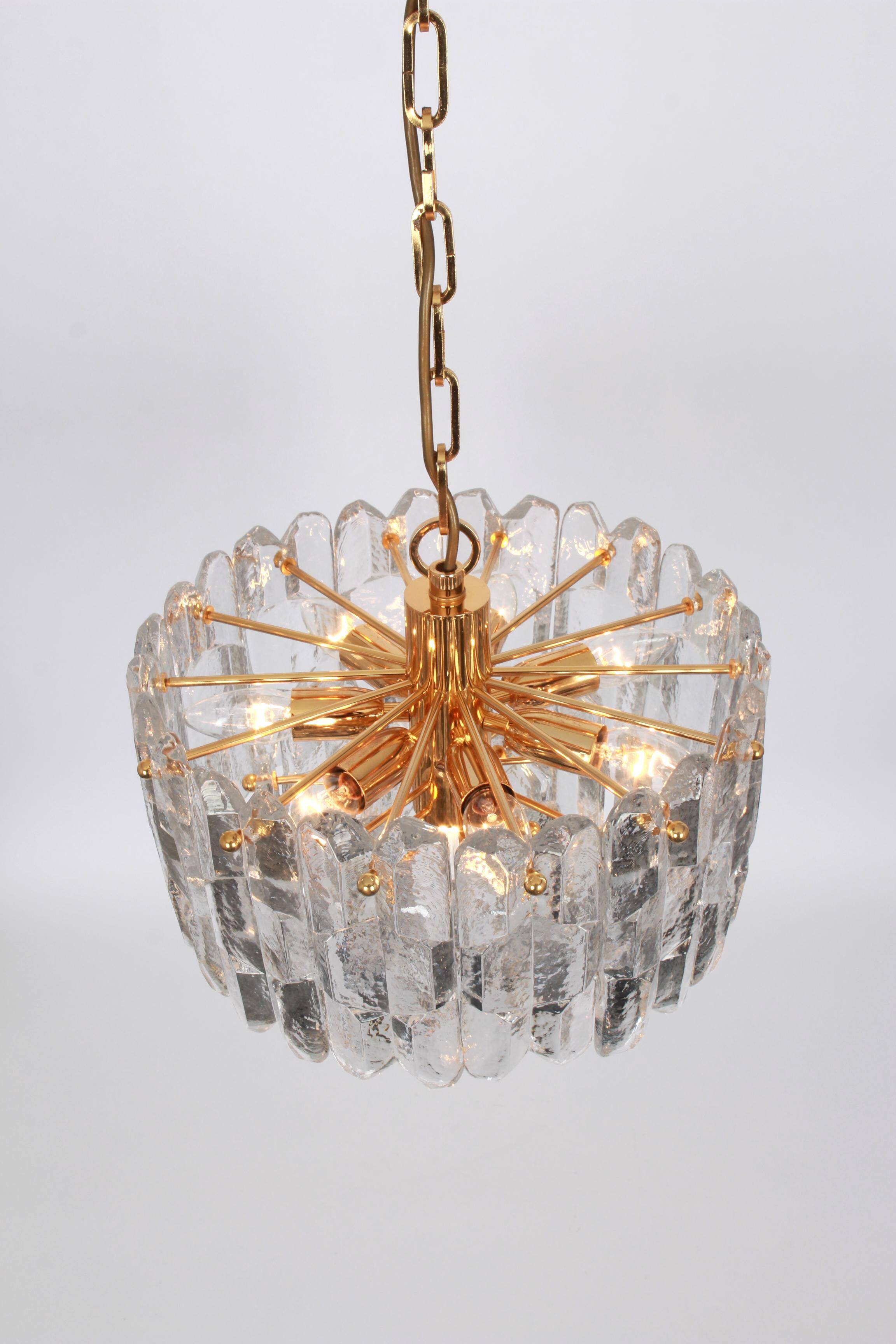 Palazzo chandelier in gilded brass and crystal glass, Kalmar, Austria, 1970.