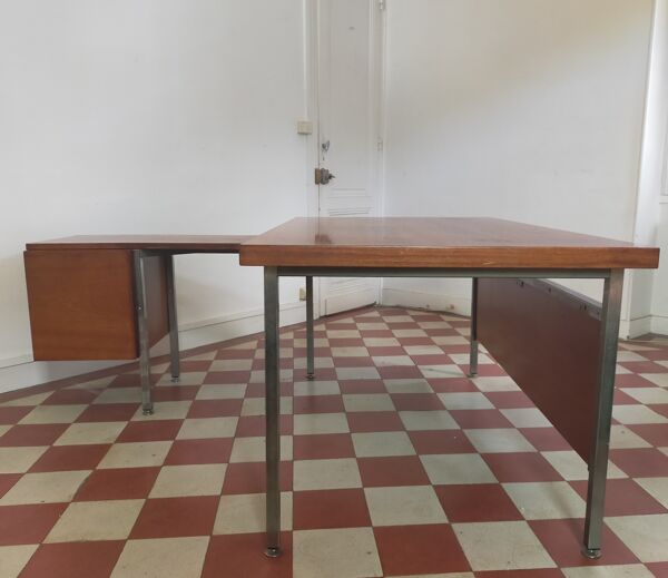 Bureau à caisson amovible dans le goût de Florence Knoll