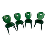 Set of 4 Swedish green pine designer chairs from Svensk Fur, 1950s of