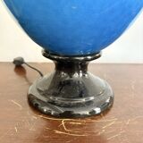 Antique Blue Glazed Ceramic Baluster Lamp Italy