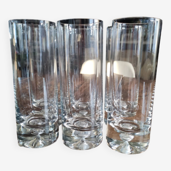 Lot de 6 verres Long Drink en cristallin pied épais avec bulle d'air