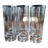 Set of 6 Long Drink glasses in crystalline thick base with air bubble