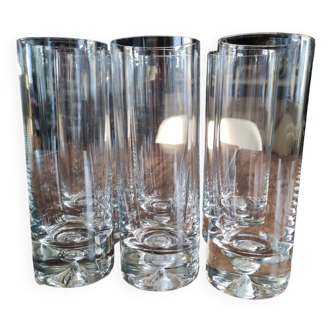 Lot de 6 verres Long Drink en cristallin pied épais avec bulle d'air