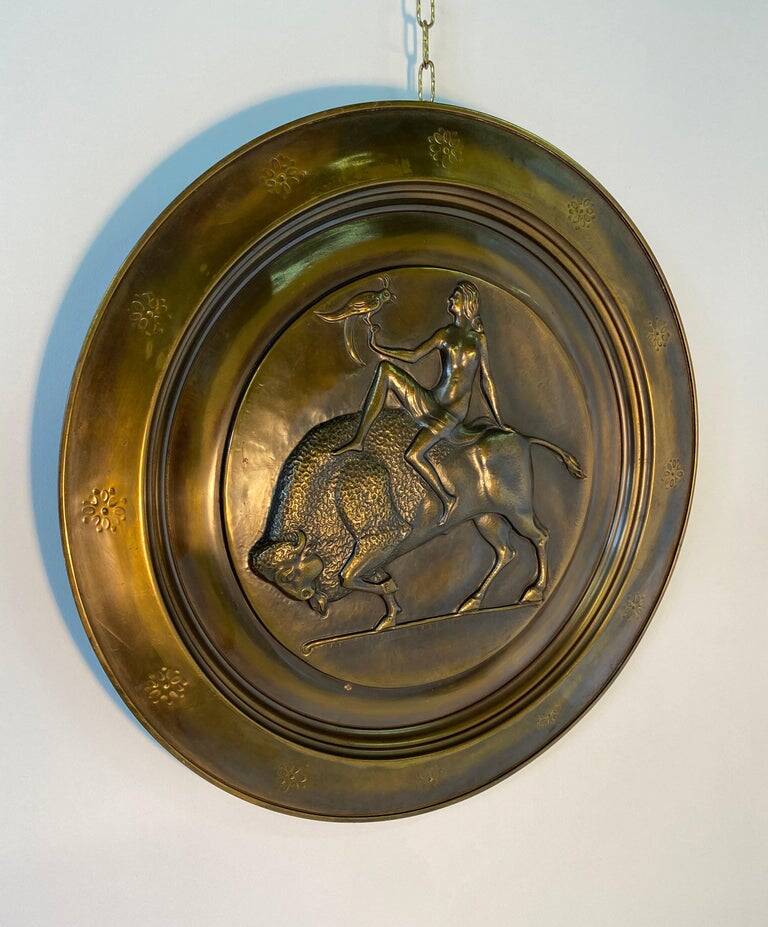 Pair of Italian Art Deco Brass Plate, 1940s