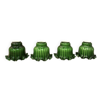 Suite De 4 Grosses Tulipes En Verre Opalisé Hauteur 32 Cm