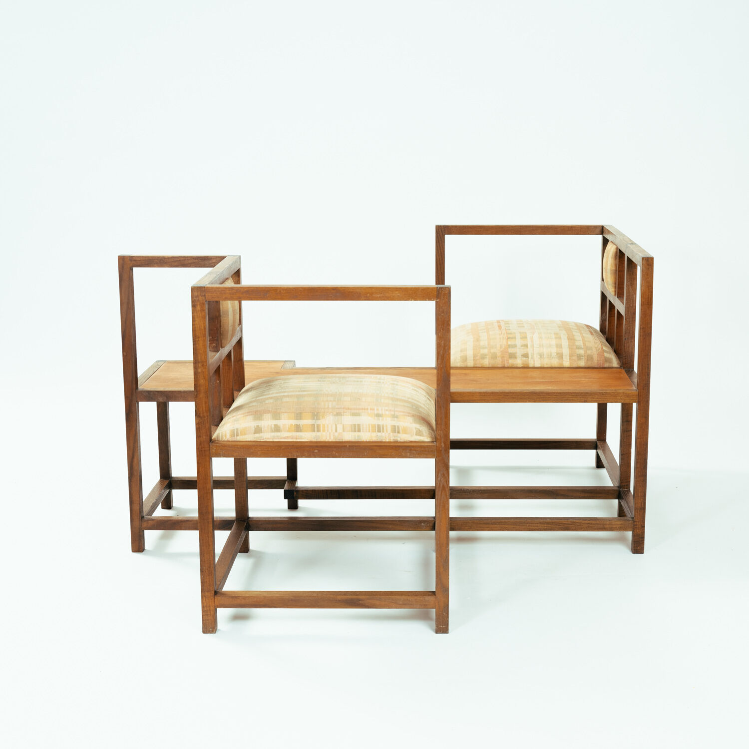Conversation bench inspired by Rennie Mackintosh, unique, 1980