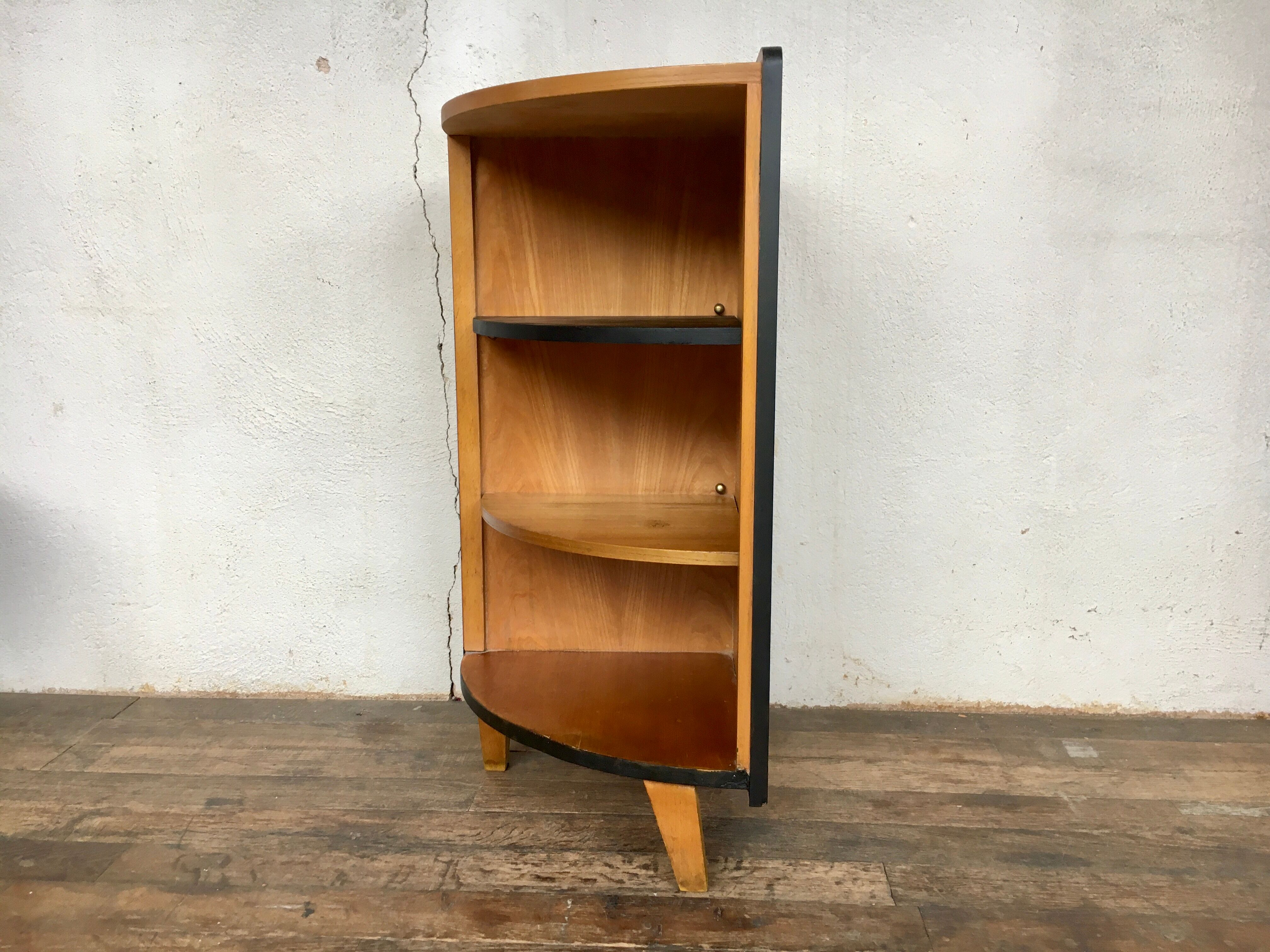 Vintage corner shelf feet compass light oak