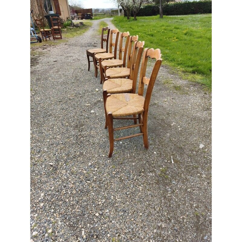 6 chaises paillées anciennes