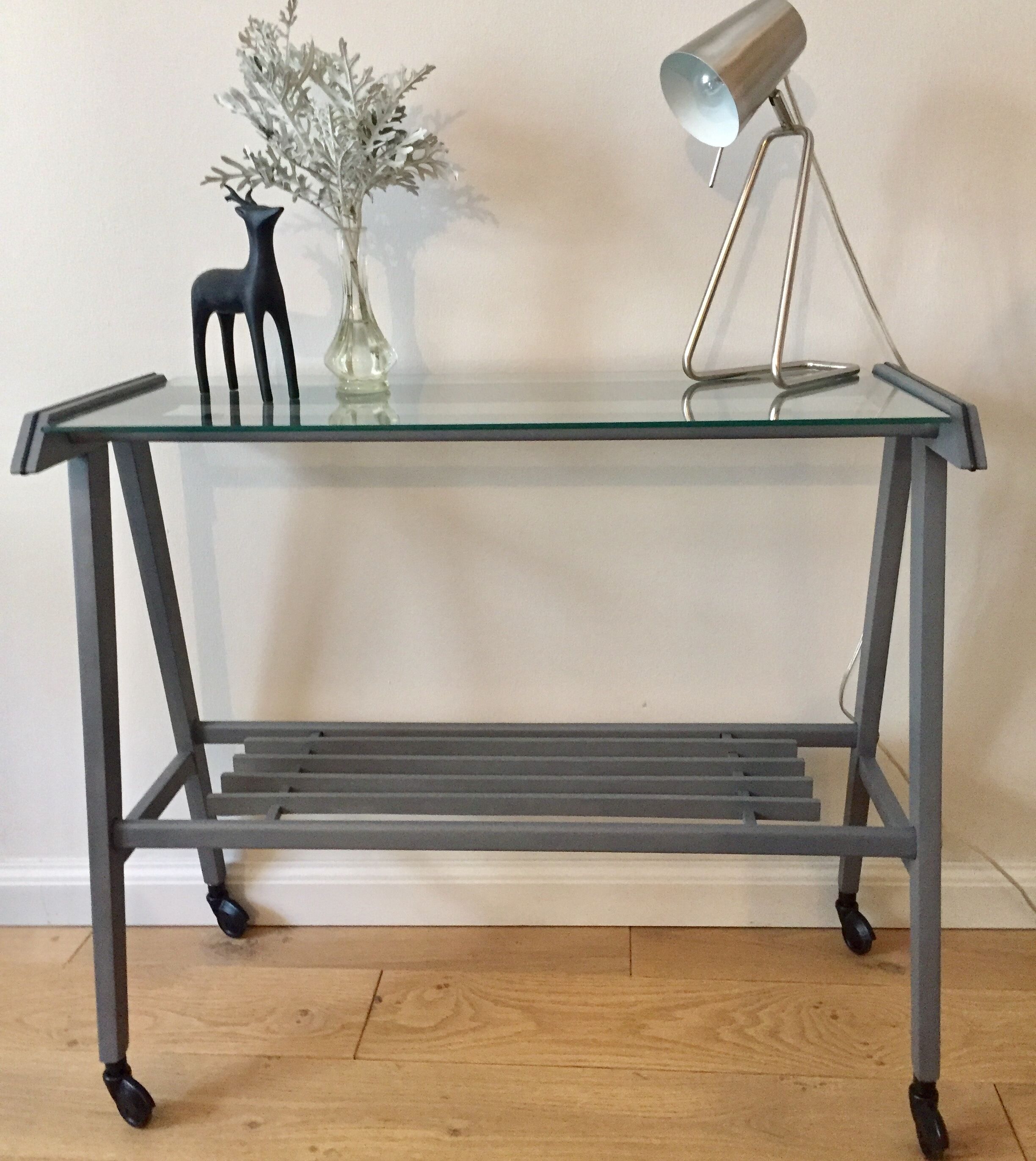 Vintage console with wheels