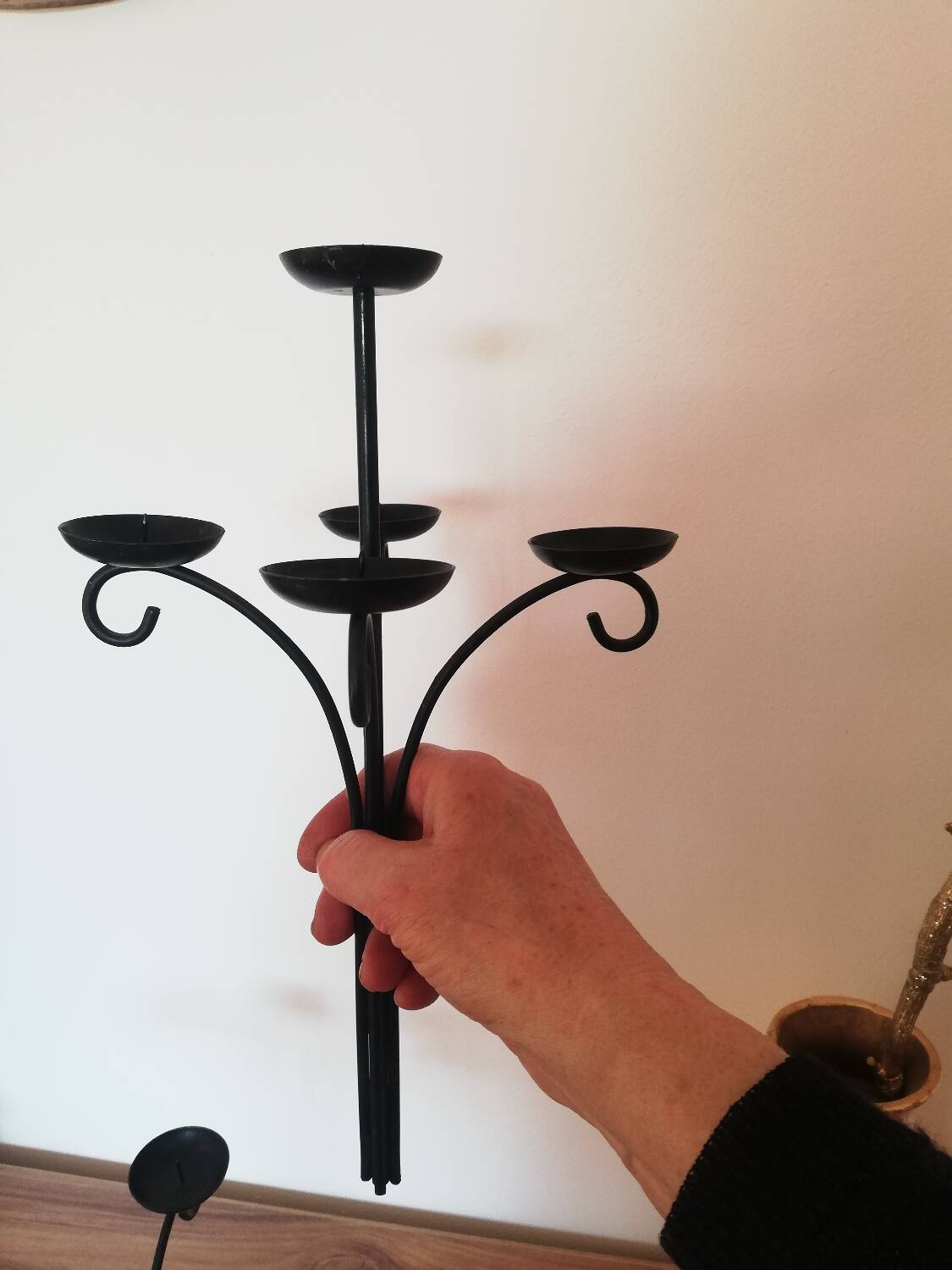 Swedish black candle holder with 9 branches