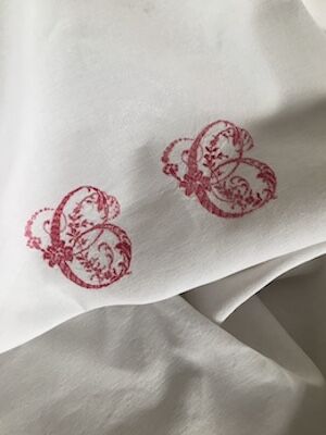 Winemaker's tablecloth, CC monogram