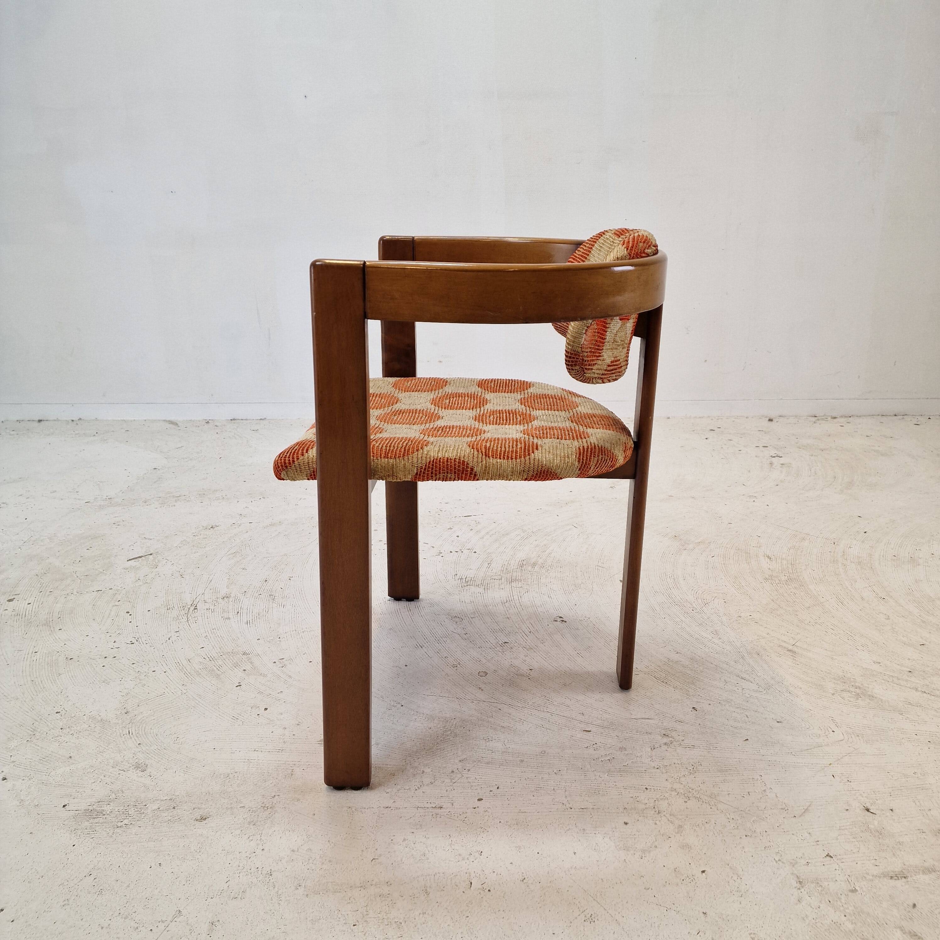 Set of 6 Italian Wooden Armchairs, 1960's