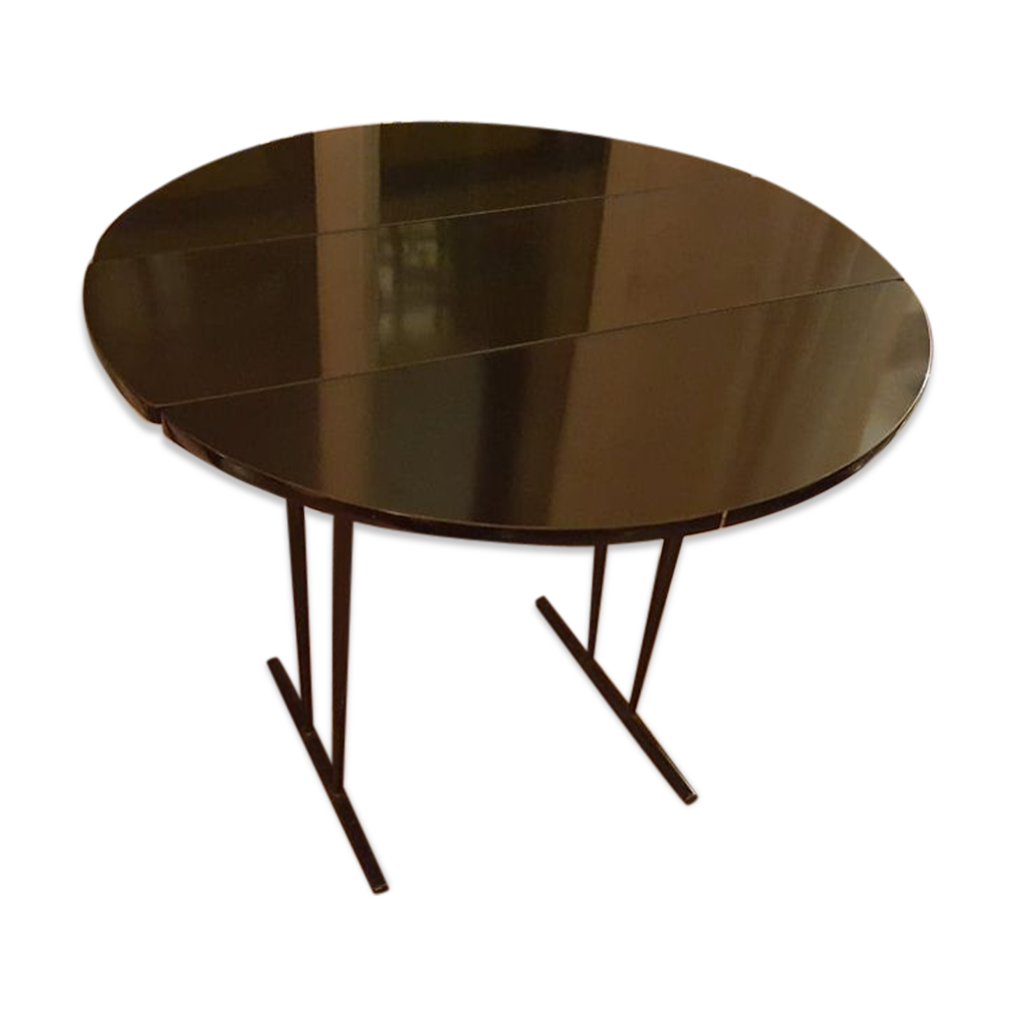 Table folding round vintage Danish