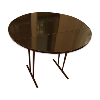 Table folding round vintage Danish