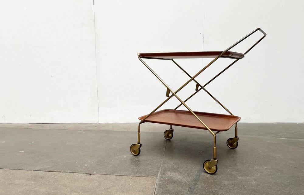 Mid-Century Teak and Metal Folding Bar by Silva Denmark, 1960s