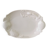 Plat à crustacés en barbotine blanche