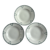 Lot de 3 assiettes creuses St Amand décor couronnes vertes