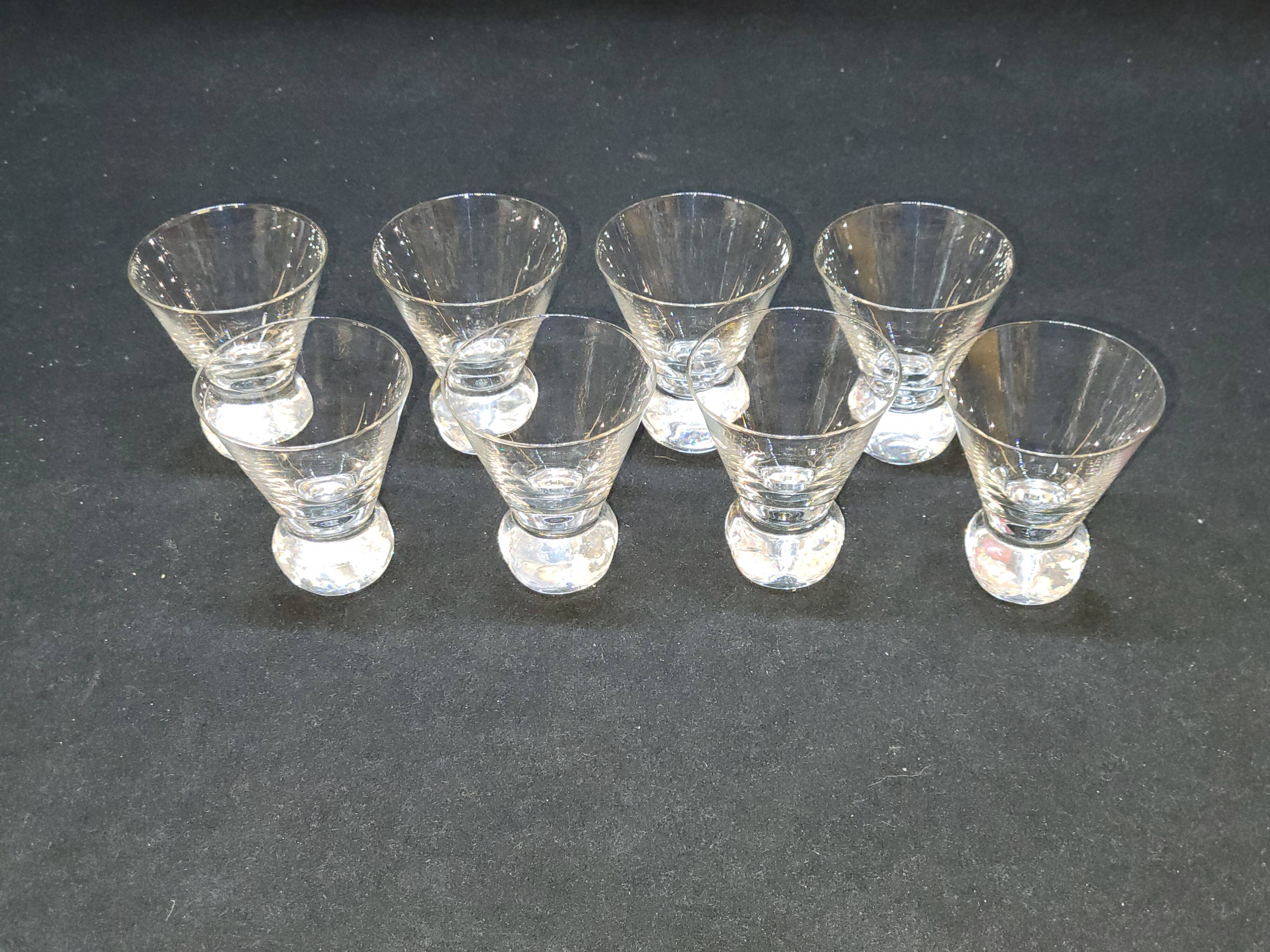 8 Vintage Digestif Shot Glasses with Ball Foot