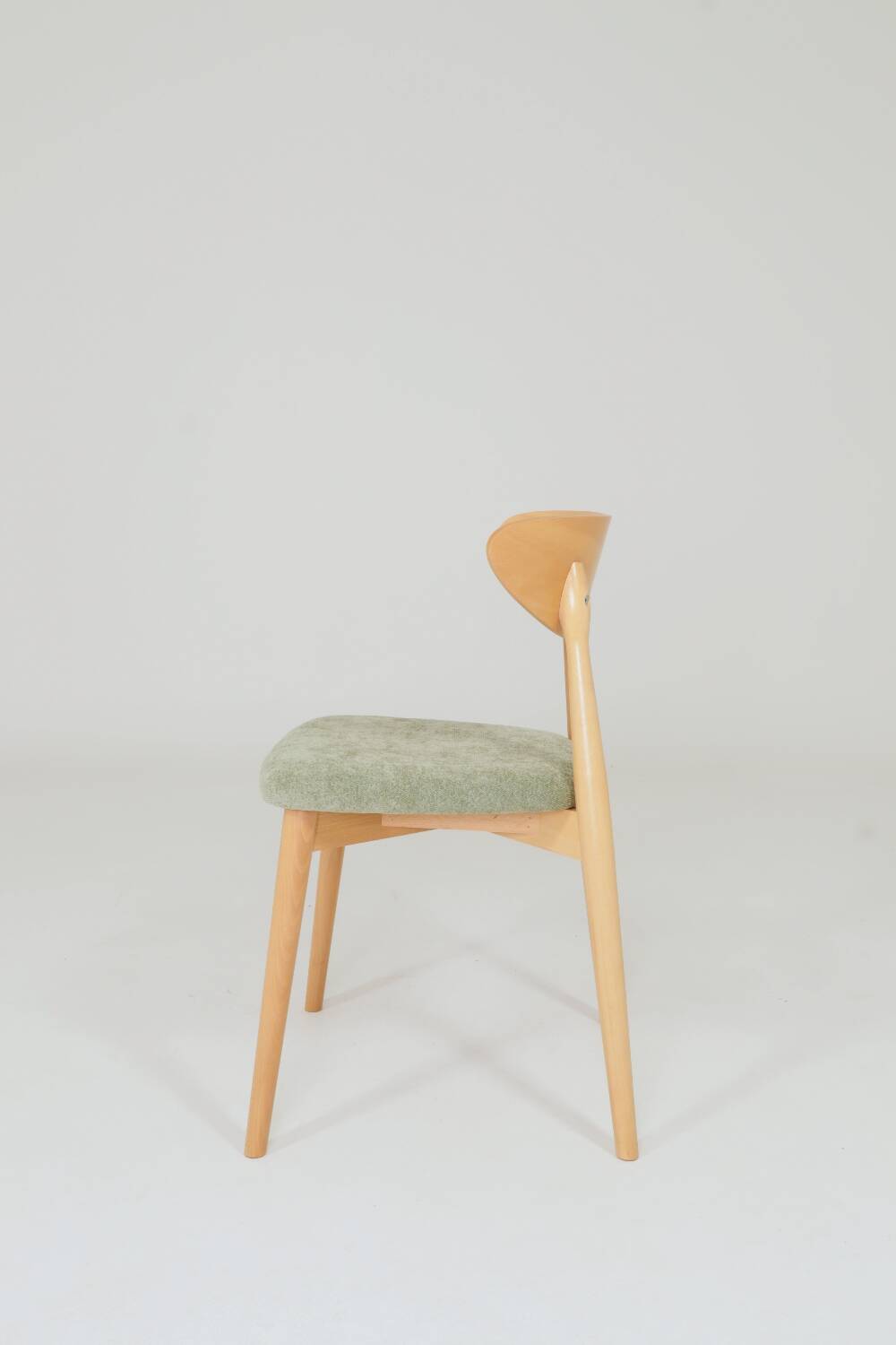 Ensemble de 6 chaises de salle à manger modernes, tissu sauge et bois de hêtre naturel