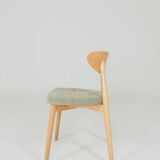 Ensemble de 6 chaises de salle à manger modernes, tissu sauge et bois de hêtre naturel