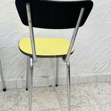 Pair of vintage yellow chrome Formica kitchen chairs.
