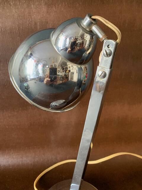 Old Art Deco desk lamp, in chrome metal-1950