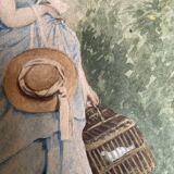 Young girl with doves painting 1860