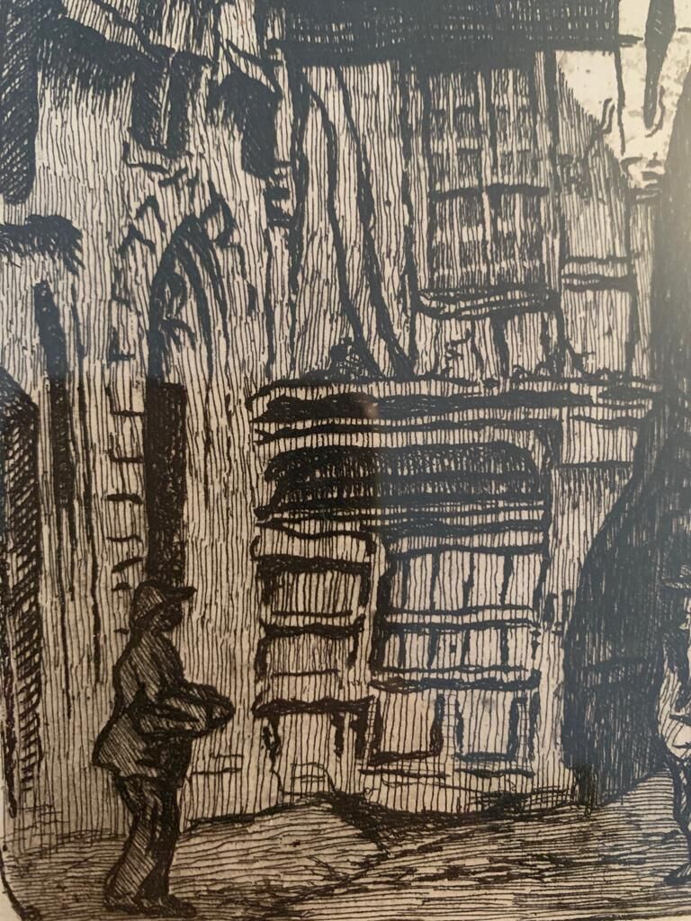 Émile Leroy, drawing of a street in Rouen, circa 2000