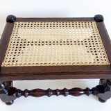 Antique Belle Epoque Oak Wood and Cane Footstool/ Occasional Table, late 19th-C