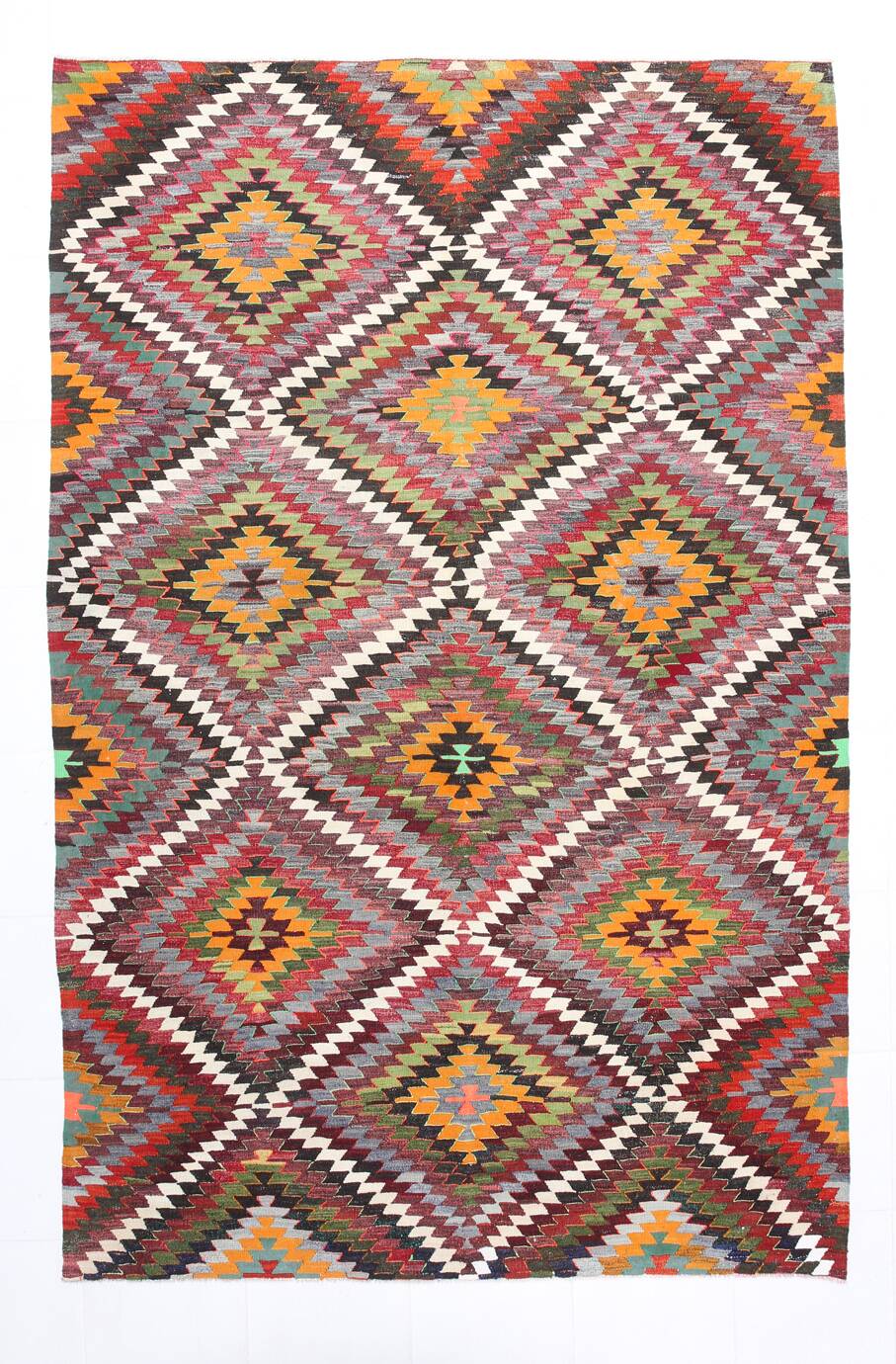 Tapis kilim géométrique multicolore – Explosion de motifs et de caractère