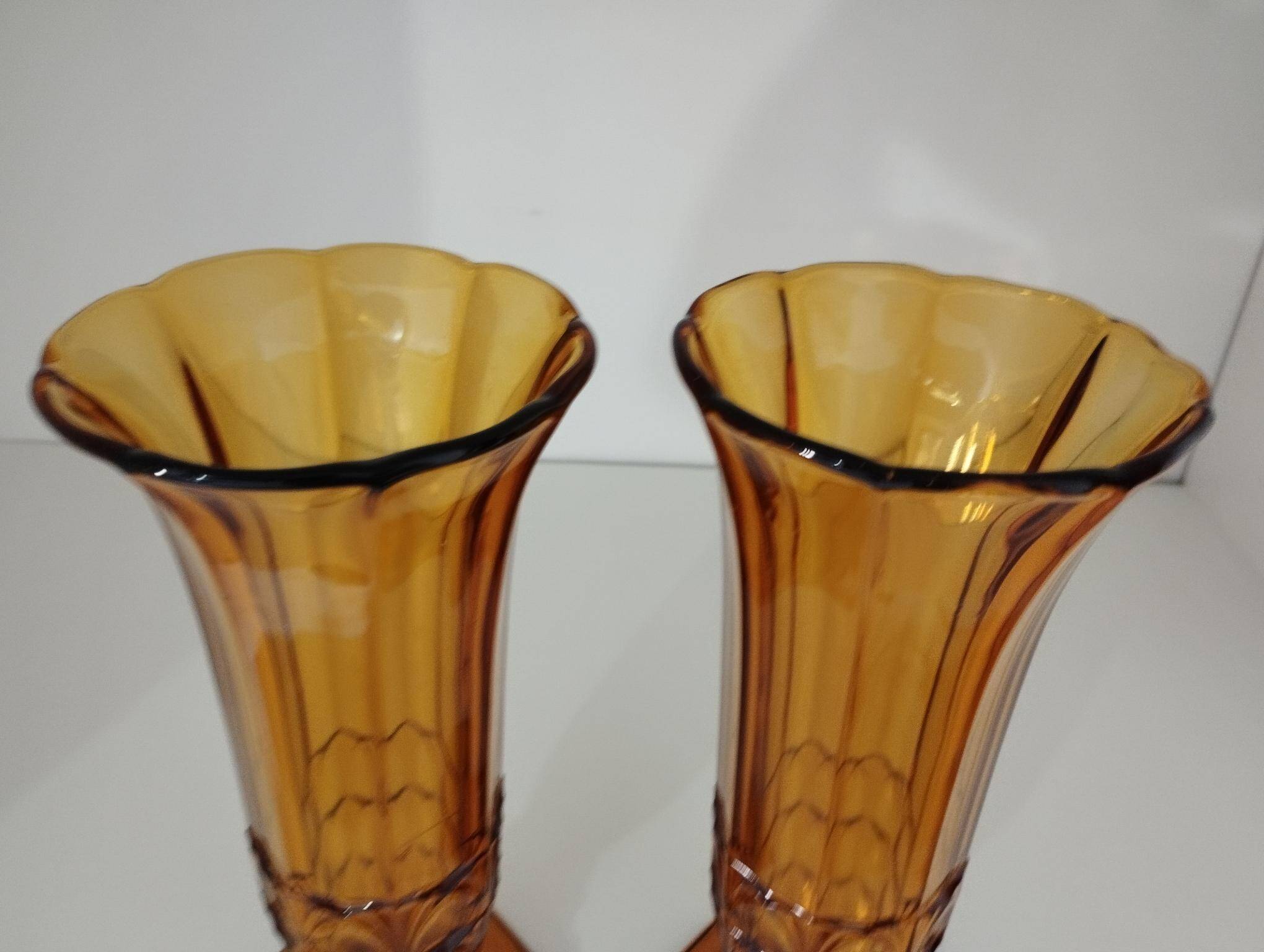 Art Deco vase pair, Val-Saint-Lambert crystal 1930