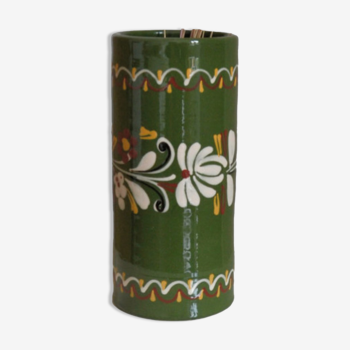 Vintage green floral patterned vase