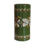 Vase à motifs fleuris vert vintage