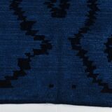 7x10 Navy Blue & Black Turkish Kilim Rug, 204x296Cm
