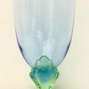 Blue green blown glass vase