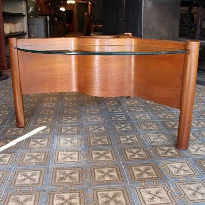 Wooden and glass coffee table 1960