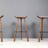 Mid century brutalist bar stools - set of 3, 1960s