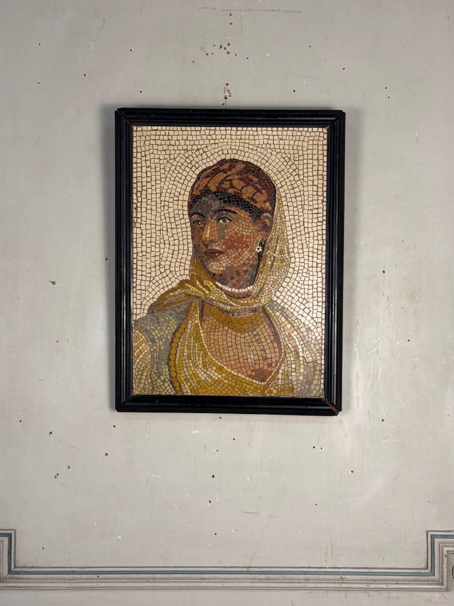 Portrait of a lady in marble mosaic in the antique style, circa 1880.