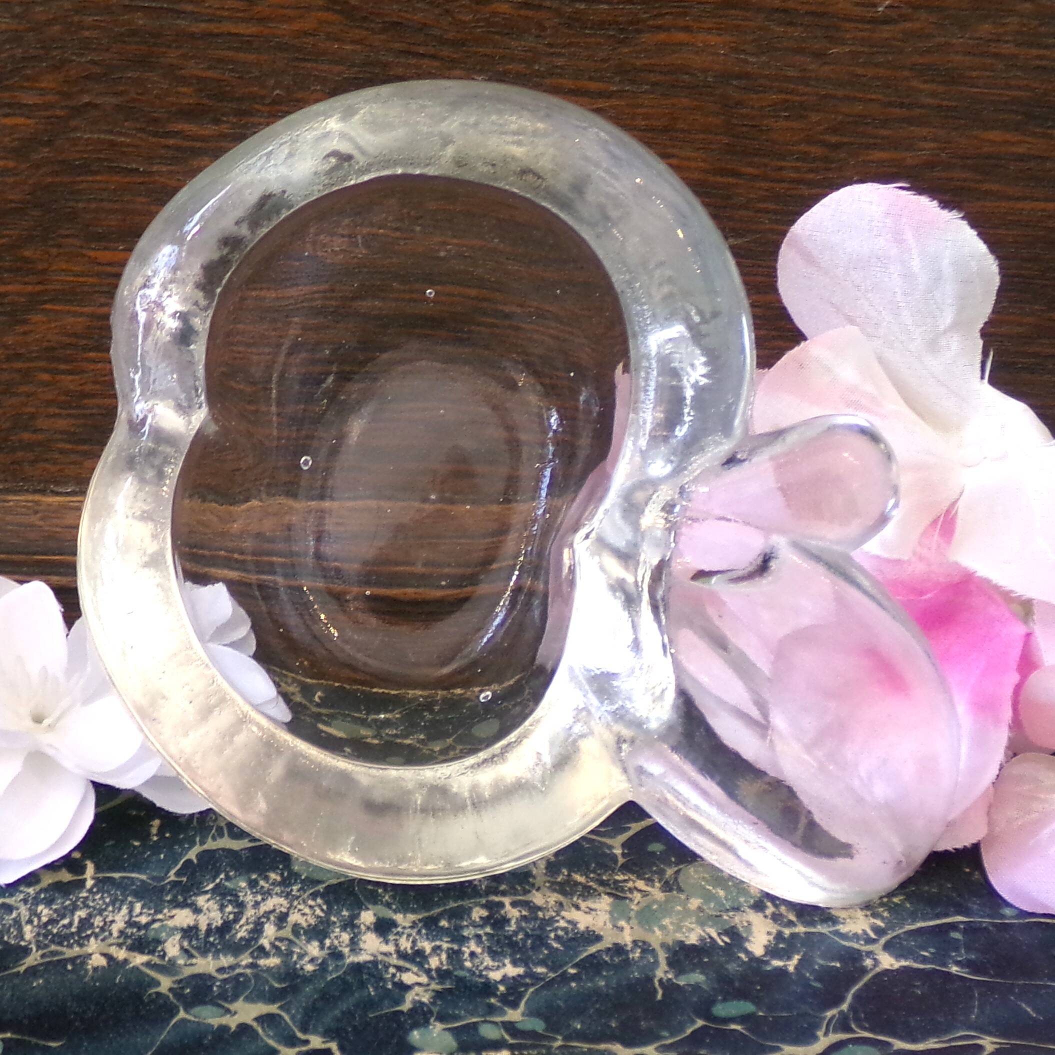 Art Vannes Vintage Crystal Apple Ashtray Trinket Dish Sauce Dish Decorative