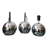 Three chrome metal eyeball spotlights 1970