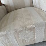 Pair of art deco armchairs in wood and floral fabric