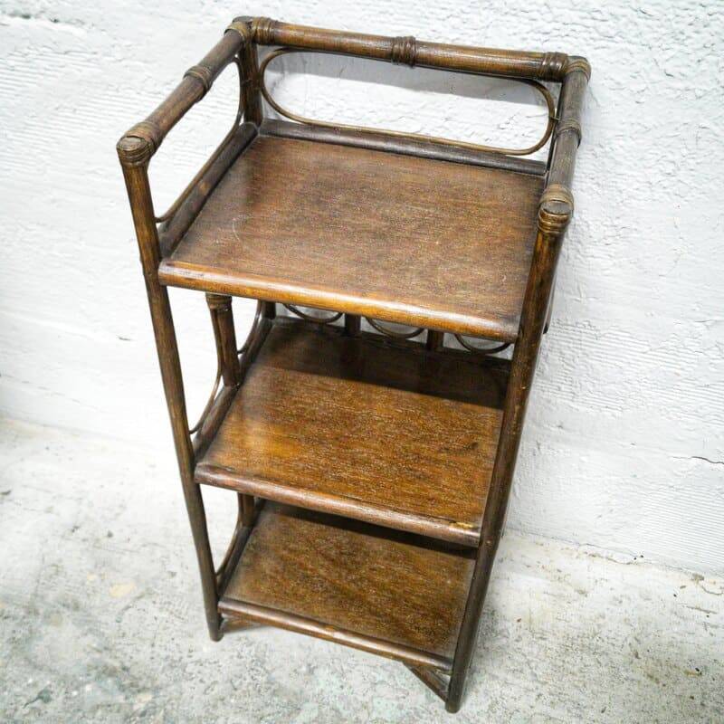 Small rattan and wood shelf