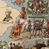 Affiche ancienne carte illustrée de l'amérique andine de 1948 - jp pinchon