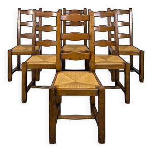 Série de 6 chaises paillées