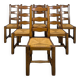 Set of 6 rustic oak straw chairs